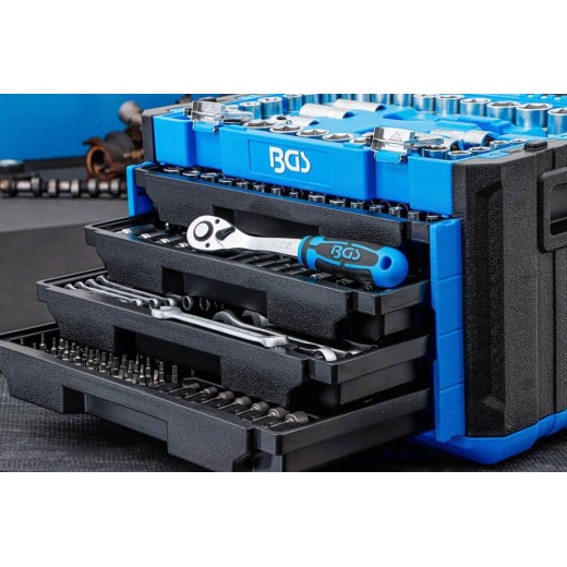 Dopsleutelset zeskant | 6,3 mm (1/4") / 10 mm (3/8") / 12,5 mm (1/2") | metrisch en inches | 300-dlg.