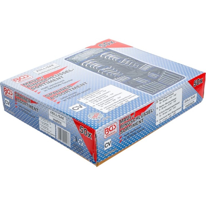 Steek-/ringsleutelassortiment Inch / Metrisch | 50-dlg BGS 32500