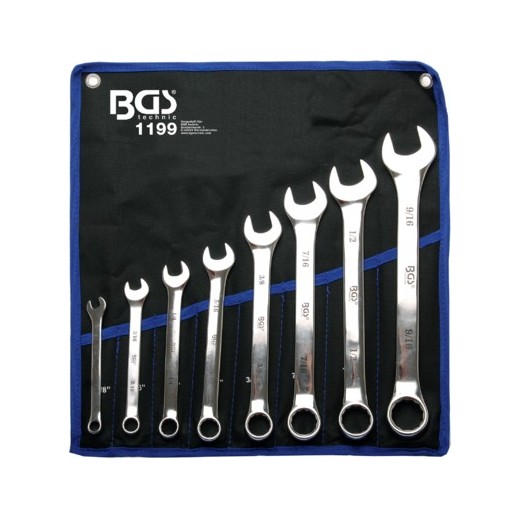 Ring/steeksleutel set 12-delig INCH maten