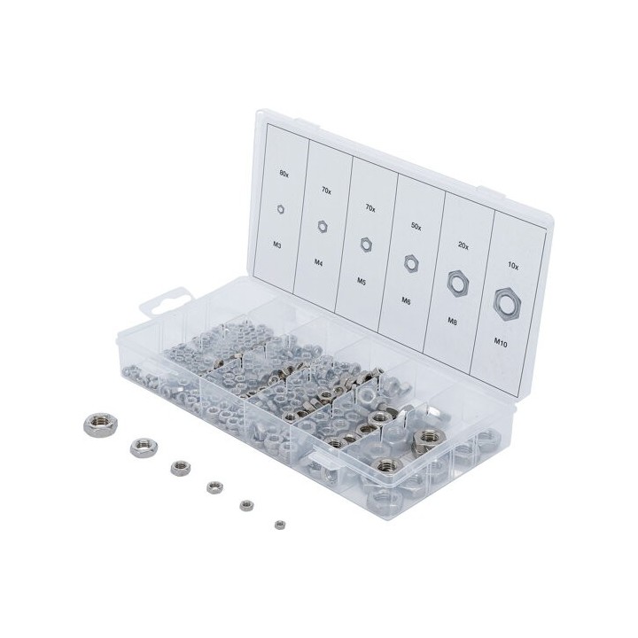 Assortiment zeskantmoeren | roestvrij staal | 300-dlg