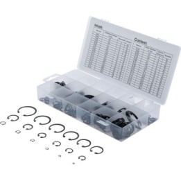 Assortiment borgring/circlip buiten/binnen metrisch 225 st.