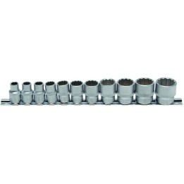Doppenset 3/8" 11-delig twaalfkant INCH MATEN
