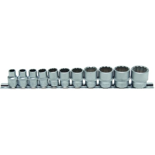 Doppenset 3/8" 11-delig twaalfkant INCH MATEN