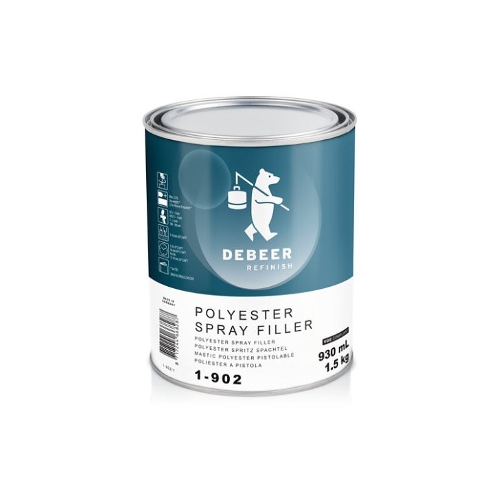 1-902 Polyester Spray Filler 1.5 kg De Beer