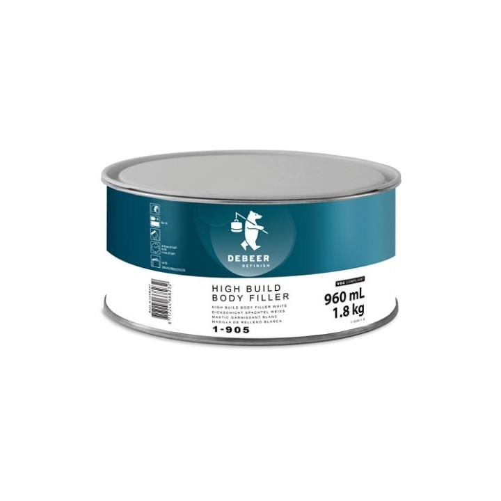 1-905 High Build Body Filler White 1.8 kg De Beer
