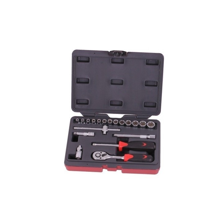 Doppenset 1/4" 19 delig Metrisch