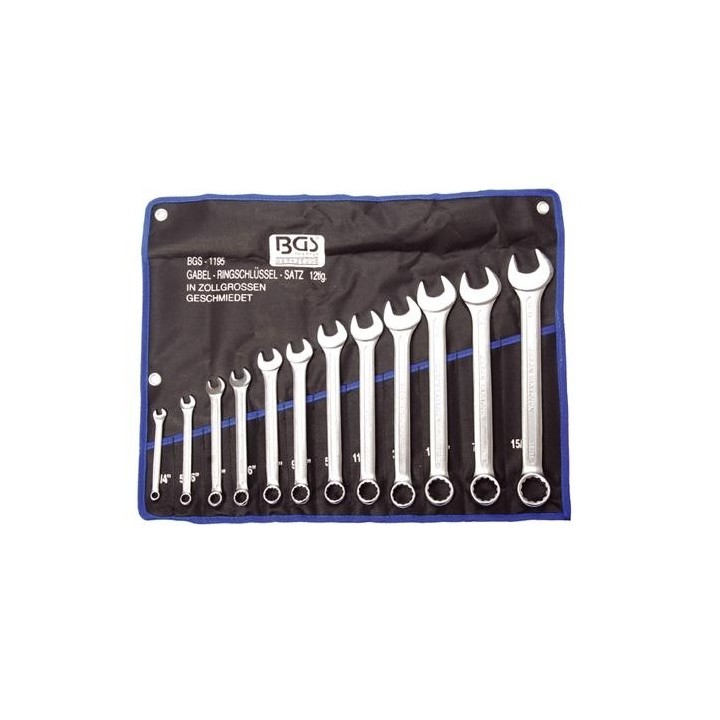 Ring/steeksleutel set 12-delig INCH maten