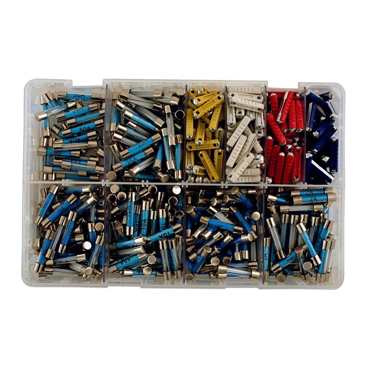 Assortiment zekeringen glas en keramisch - 480 delig