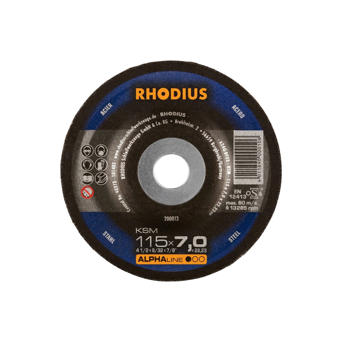 Afbraamschijf met kom 115x7mm KSM V27 Rhodius