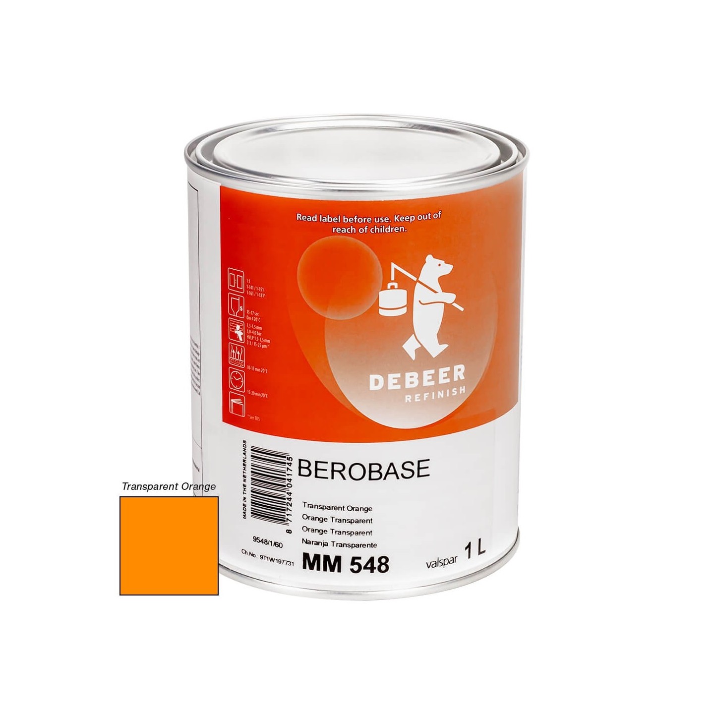 MM548 Transparent Orange 1 Liter Mengkleur BeroBase 500 Series