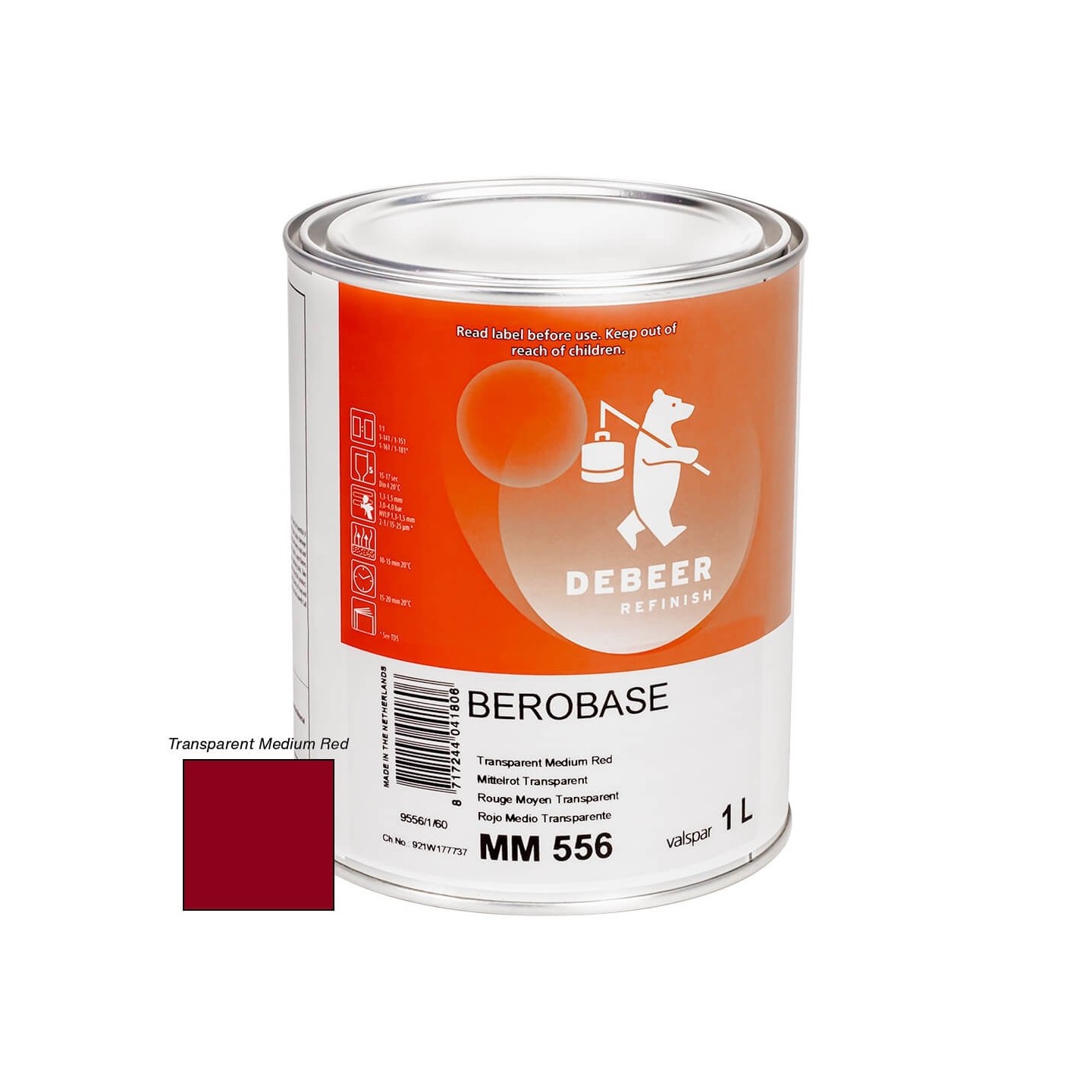 MM556 Transparent Medium Red 1 Liter Mengkleur BeroBase 500 Series
