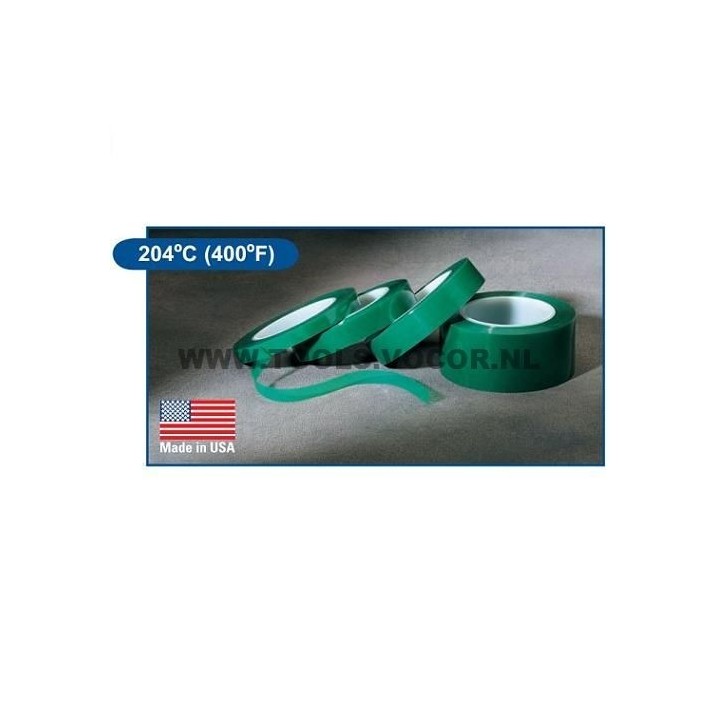 Poly tape groen A12, 204°C - 6,4mm breedt, 66 meter