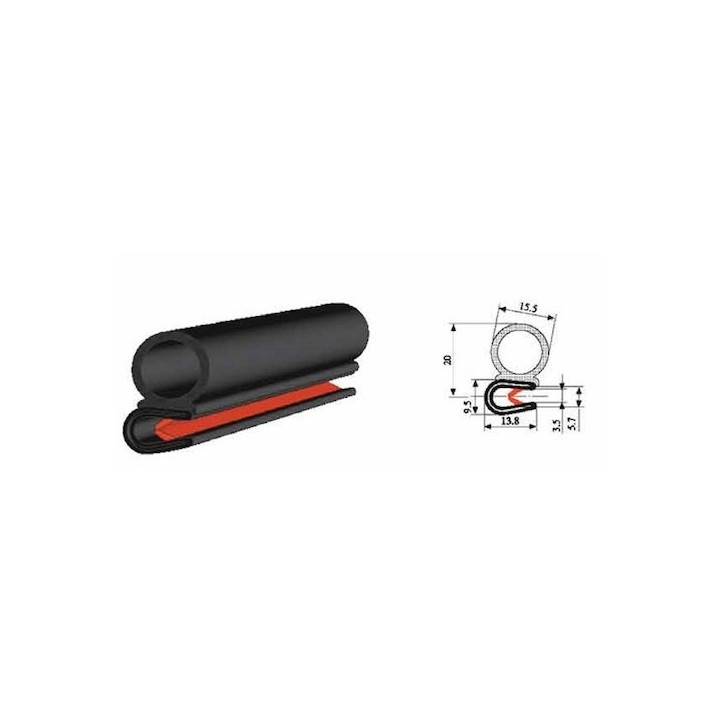Deurrubber universeel 20x15.5mm rol 25 meter
