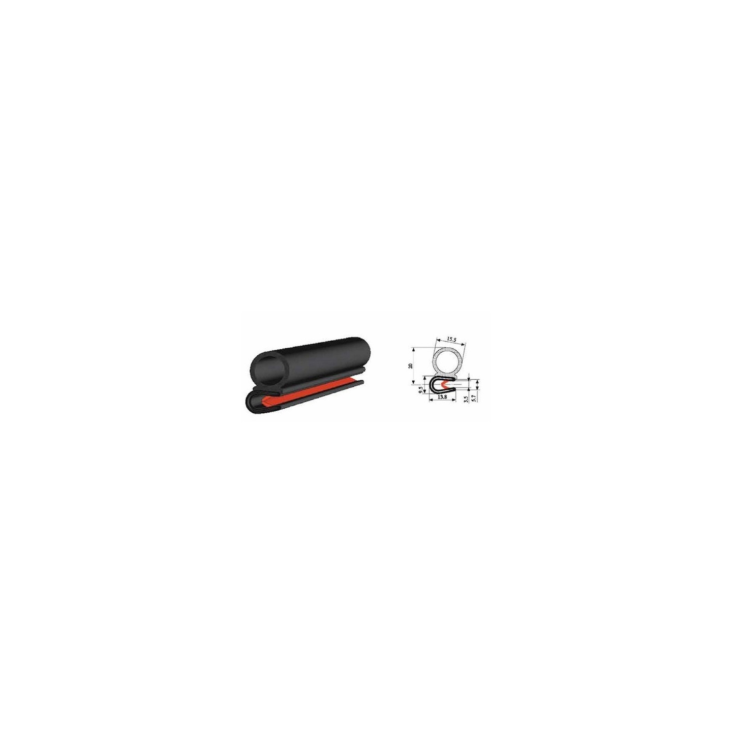 Deurrubber universeel 20x15.5mm rol 25 meter